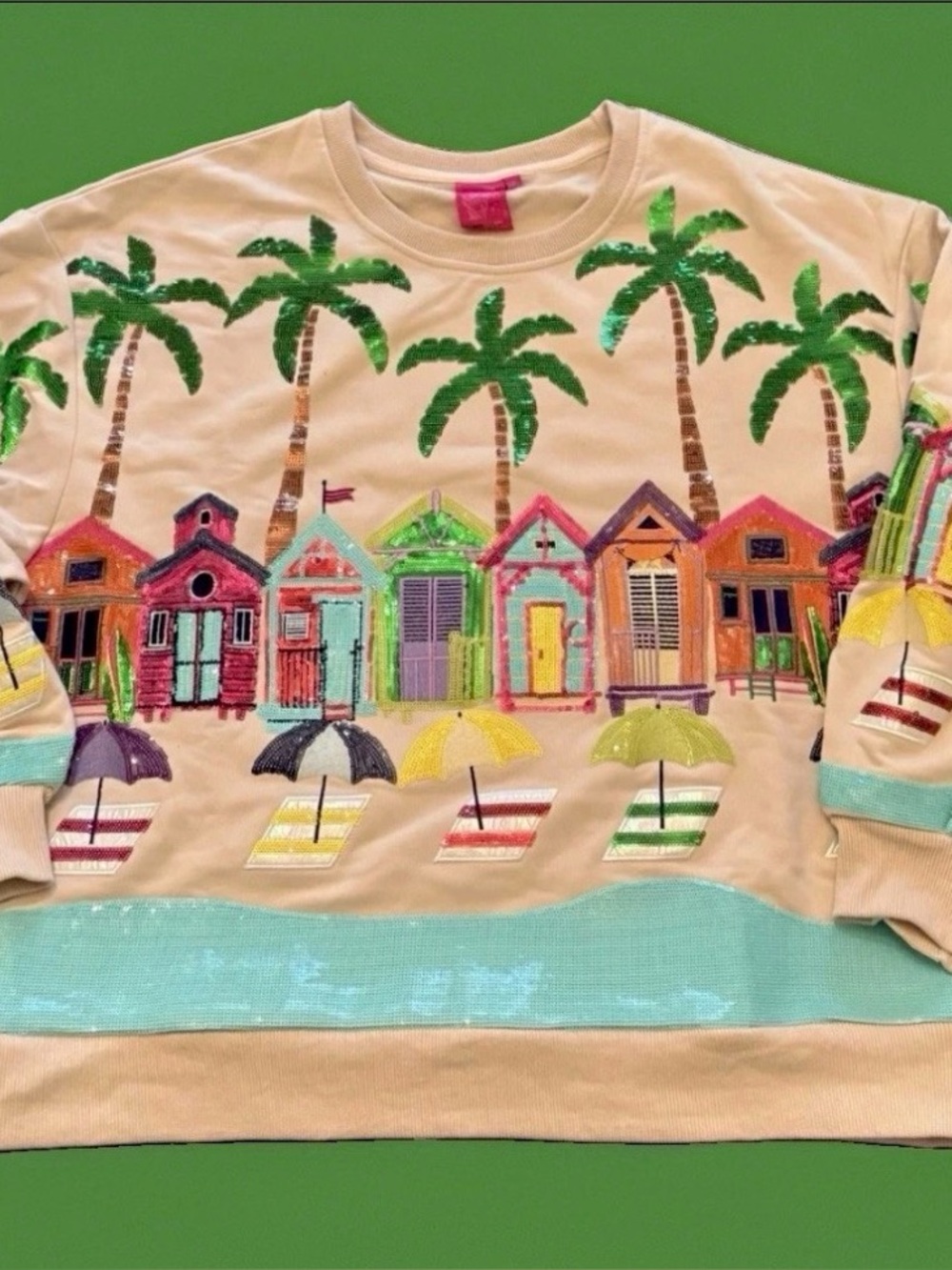 ⛱️🏝️Gorgeous NWT Queen Of Sparkles XS (Oversized) Heavily Sequined Sweatshirt